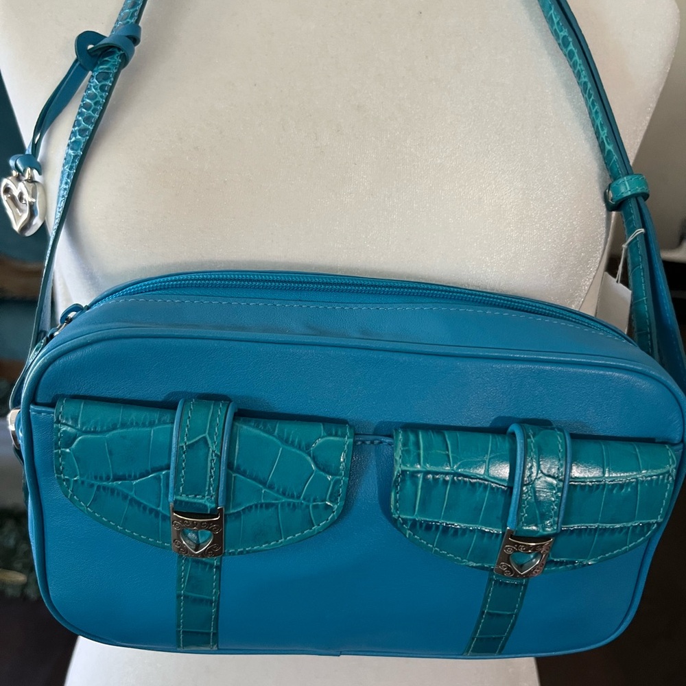 Brighton Teal Crossbody Bag with Heart Buckle Accents - Picture 14 of 14